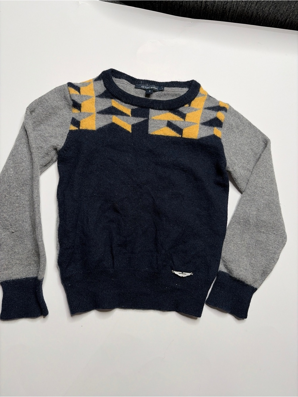 Aston Martin Boys' Navy & Gray Geometric Knit Sweater
